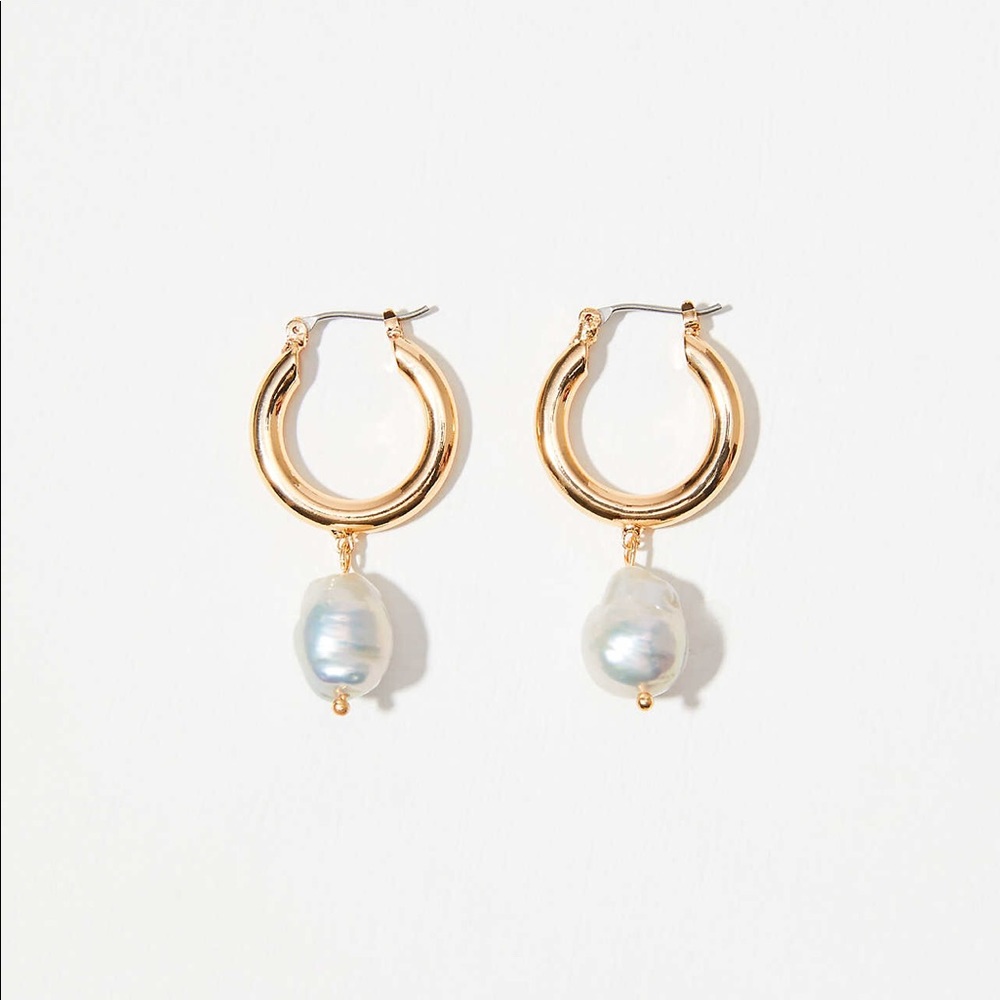 LOFT Pearlized Hoop Earrings